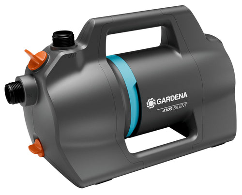 Gardena 4100 Silent Gartenpumpe – Leise & Leistungsstark: Kompakte graue Kreiselpumpe. Fördert Wasser leise für Gartenbewässerung.
