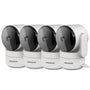 AMOROM WLAN Überwachungskamera Innen 360° KI - 4er Set. Vier kompakte, weiße Dome-Kameras zur 360° Raumüberwachung mit KI-Funktion.