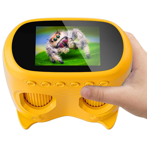 Temodu 2-in-1 Mikroskop und Fernglas für Kinder mit Display, Orange