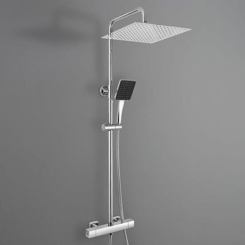 Auralum Thermostat Regendusche Komplettset Chrom - 30cm Überkopfbrause. Rundes Set, für konstante Wassertemperatur.
