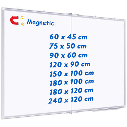 maxtek Whiteboard Magnettafel Trocken Abwischbar 150x100 cm. Rechteckig, weiß, für Marker und Magnete.