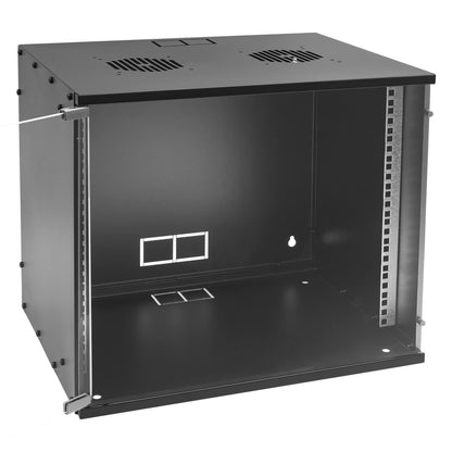 HMF 65709-02 Netzwerkschrank 19 Zoll - 9 HE 400mm Glastür Schwarz