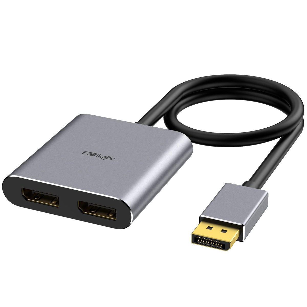 fairikabe DisplayPort Splitter Dual Monitor MST Adapter 4K 60Hz – Kabeladapter mit zwei DisplayPort-Ausgängen und Micro-USB