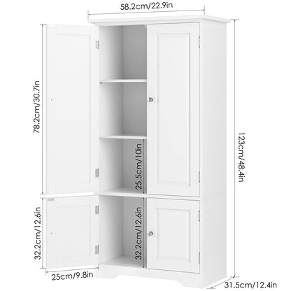 FOREHILL Mehrzweckschrank Hochschrank weiss mit 4 Türen