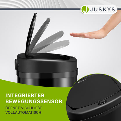 Juskys Bewegungssensor Mülleimer Eckig Schwarz 70L
