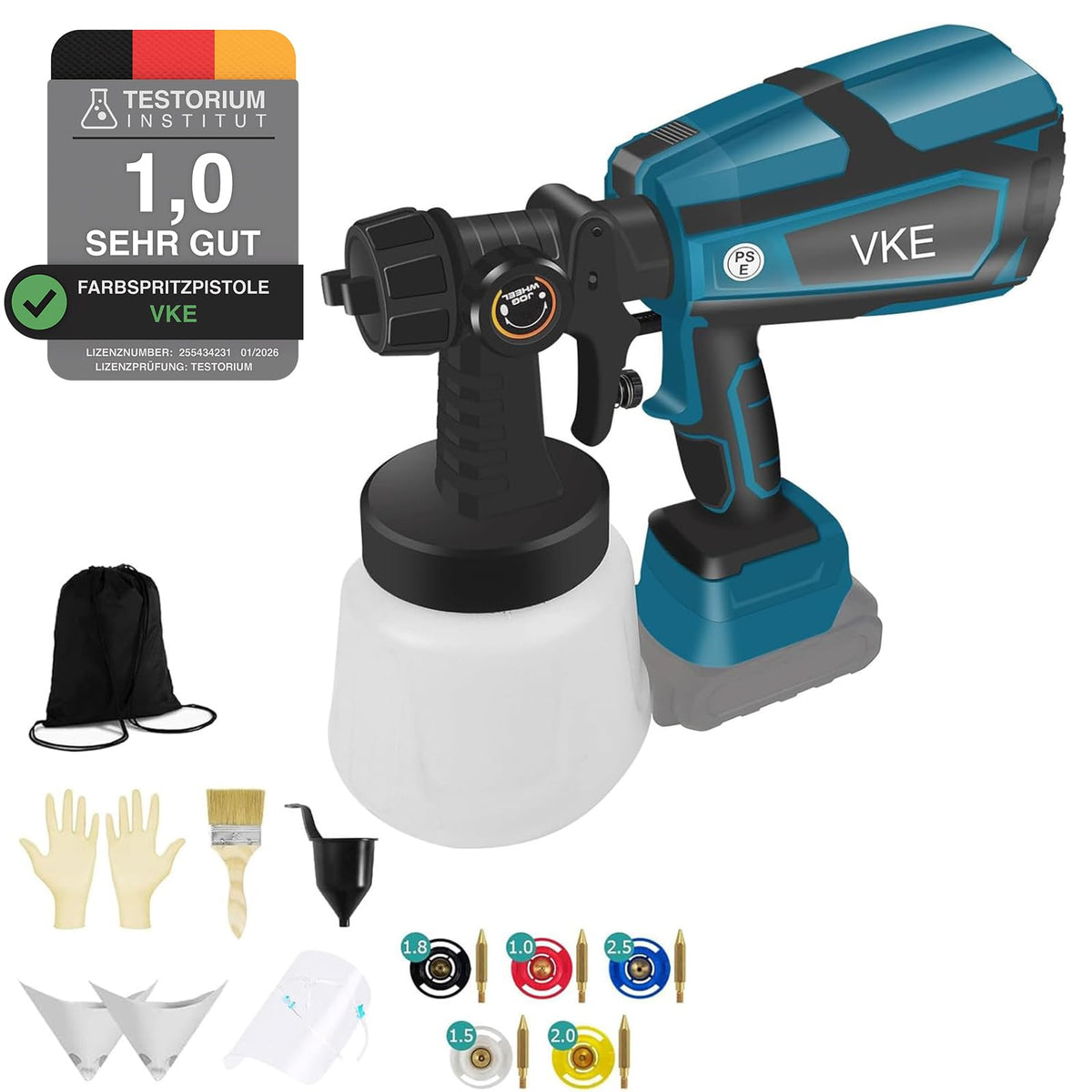 VKE Akku Farbsprühsystem 800W für Makita 18V, 1000 ml Behälter