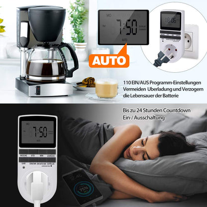 Digitale Zeitschaltuhr Steckdose - 4er Set Weiss, Deutsch