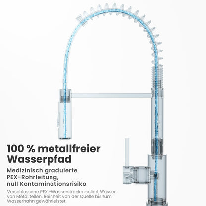 CECIPA Küchenarmatur Schwarz mit herunterziehbarer Brause, Edelstahl