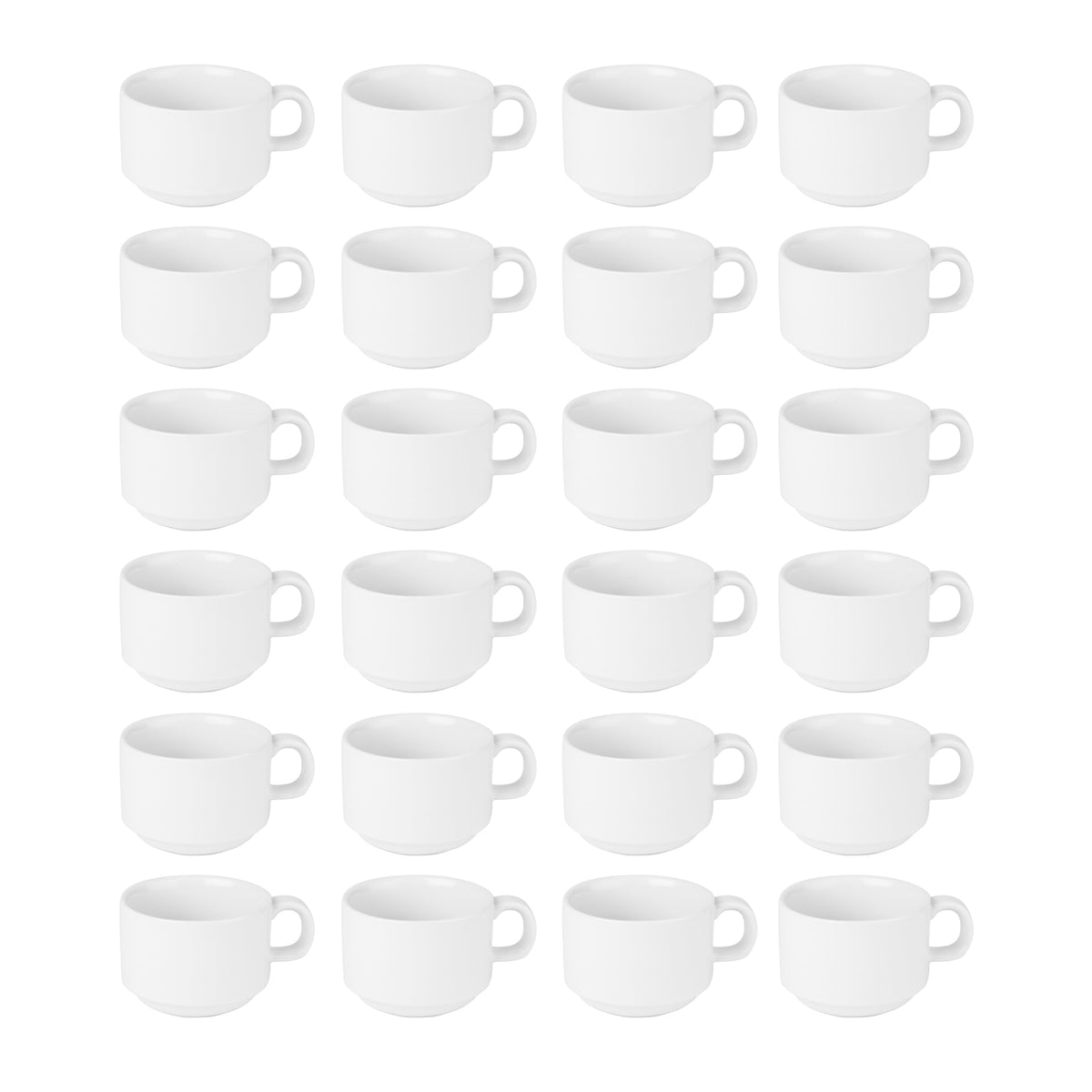 Olympia Athena Stapelbecher CC200, Porzellan weiss, 200 ml, 24 Stück – stapelbare Tee- und Kaffeetassen mit Henkel