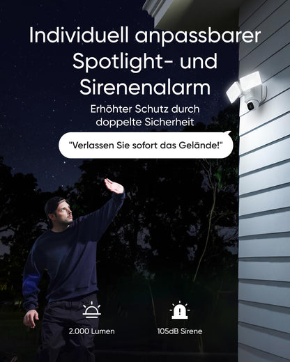 eufy Flutlichtkamera E30 Aussen-Sicherheitskamera - 360° 2K