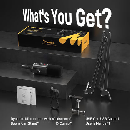 MAONO PD100XS Dynamisches XLR-USB Streaming Mikrofon mit Arm