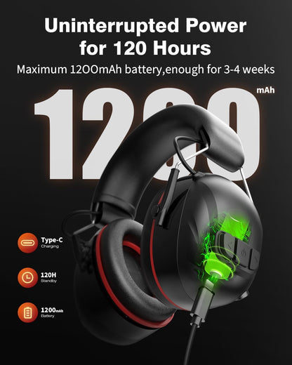 Doohoeek Bluetooth Kapselgehörschutz, 30 dB SNR, 120 h Betriebszeit