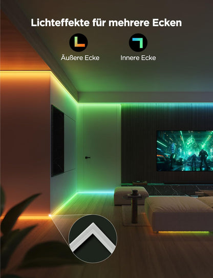 Govee RGBIC LED Strip mit Profil, 10 m, 64 Szenenmodi, App-Steuerung