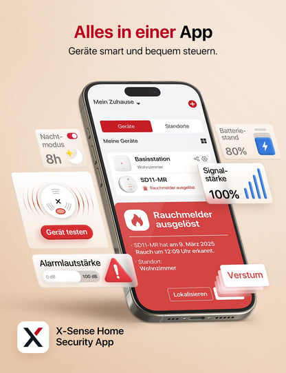 X-Sense Smart-Rauchmelder WLAN SD11-MR61 mit Basisstation, 6er-Set