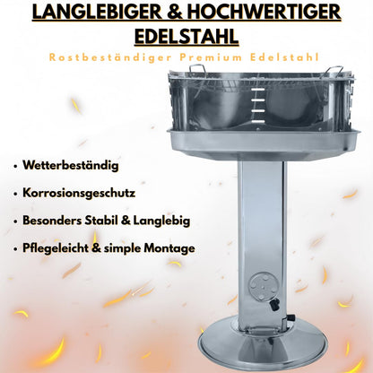 ACTIVA Pisa Säulengrill Edelstahl Holzkohlegrill 54 x 34 cm
