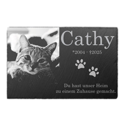Paule Black Schiefer Tiergrabstein, personalisierte Gedenktafel 30x20