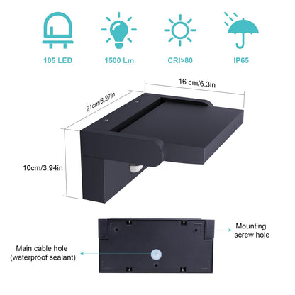 Klighten Aussenwandleuchte 24W Bewegungsmelder Anthrazit Warmweiss