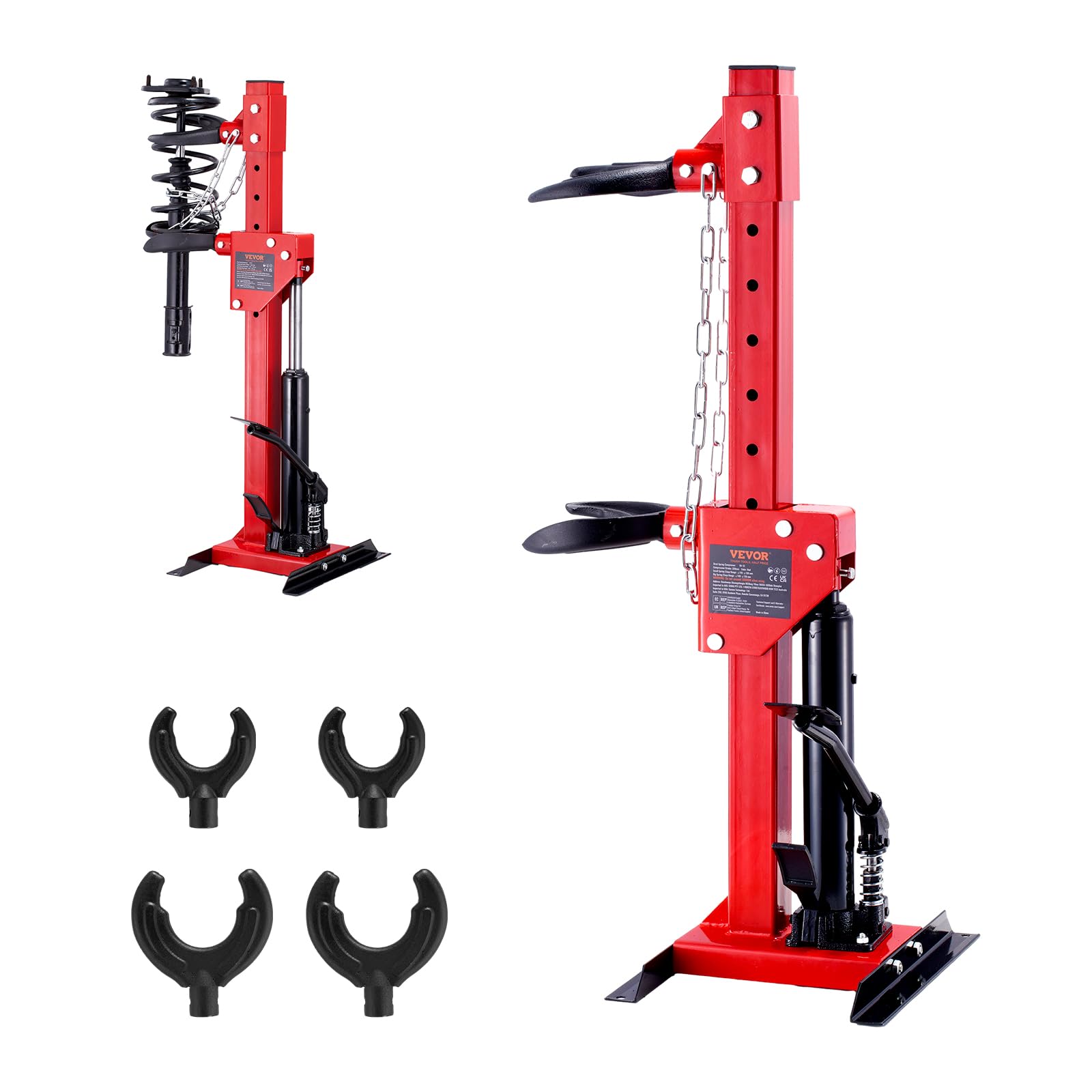 VEVOR Hydraulischer Federspanner 1T - 11-13cm & 14-17cm. Robuster Vertikalständer mit Hydraulikzylinder zum sicheren Komprimieren von Federbeinen.