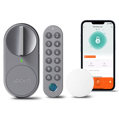 Lockin G30 Smartes Türschloss – WLAN, Keypad Pro & Fingerprint, Grau. Schlüsselloser Zugang per Code, Fingerabdruck und WLAN.