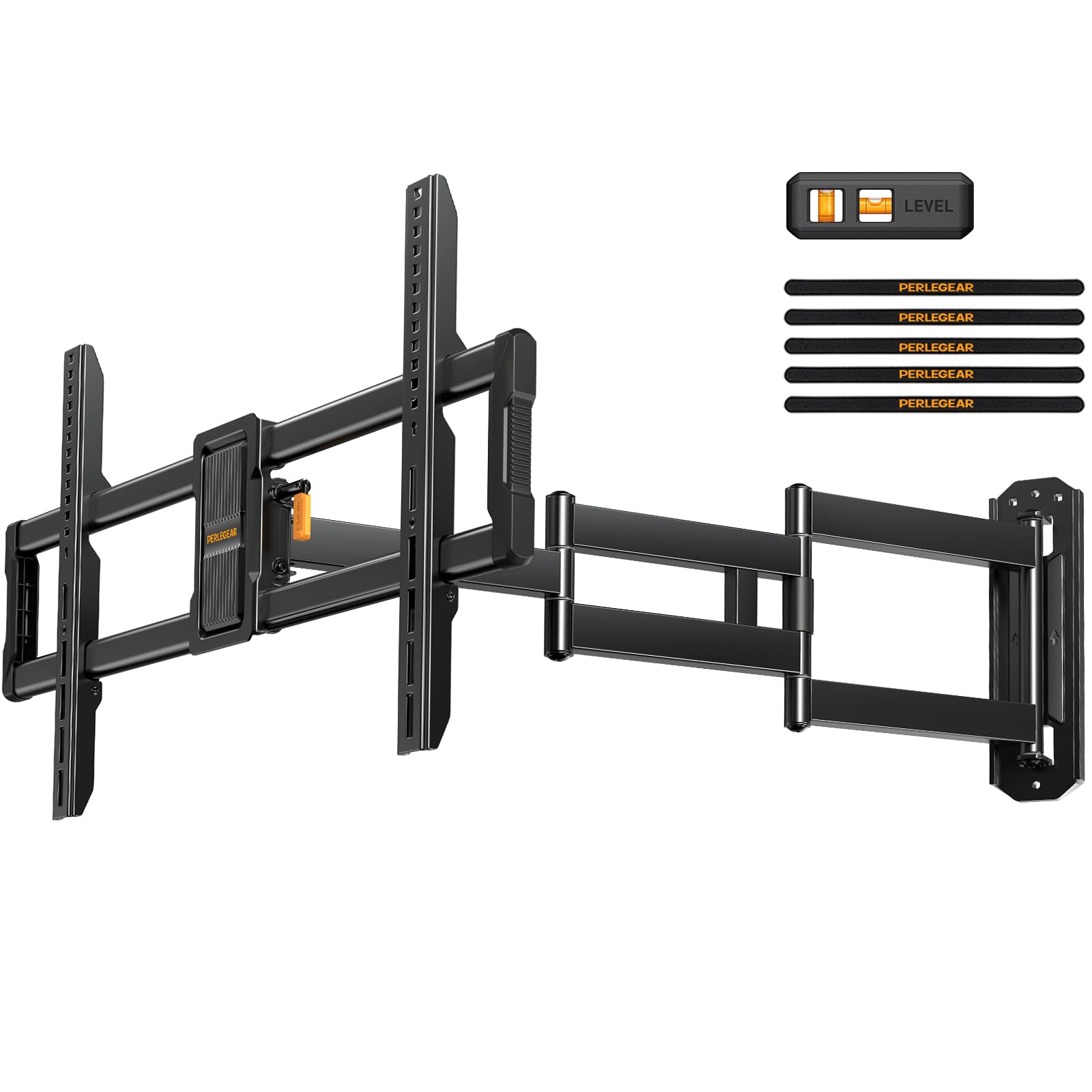 Perlegear TV Wandhalterung Langarm 943mm – 42-84 Zoll: Schwarze, ausziehbare Wandhalterung für Flachbildfernseher. Schwenkbar und neigbar.