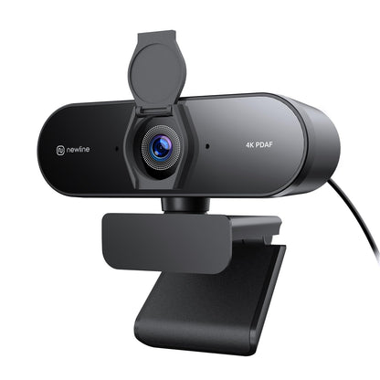 N newline NewEye62 4K Webcam mit Dual-Mikrofon und Autofokus, USB-Kamera mit Sichtschutzabdeckung für Videokonferenzen