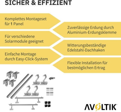 Avoltik Solar Ziegeldachhalterung für Balkonkraftwerk, 30–40 mm