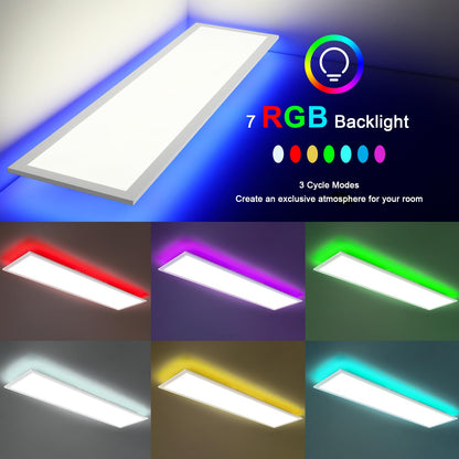 Oraymin LED Panel Deckenleuchte 120x30 – RGB, Dimmbar