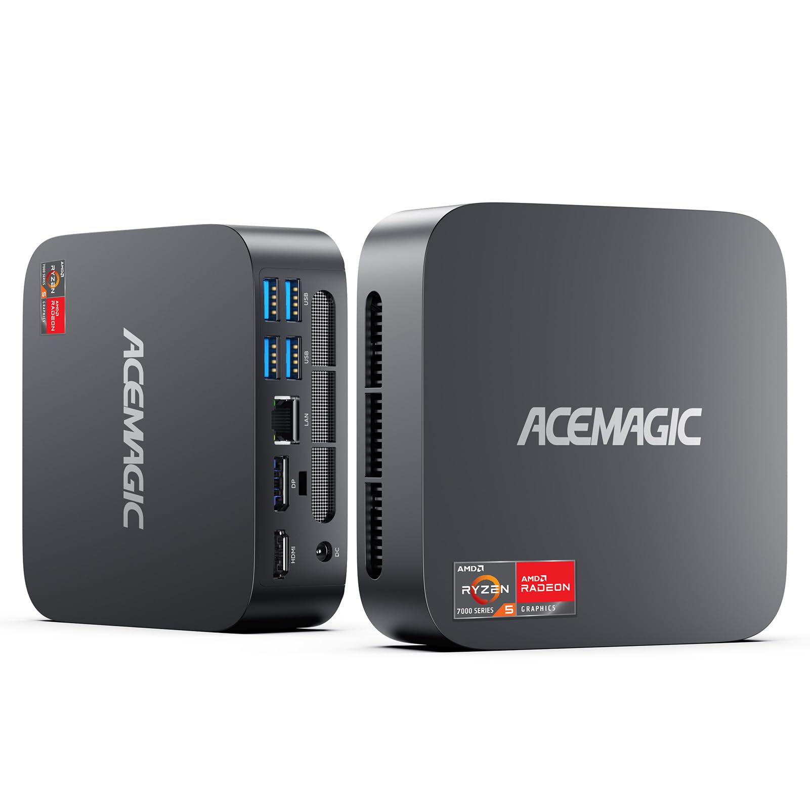 ACEMAGIC Kron Mini K1 Mini PC - Ryzen 5 7430U, 16GB/512GB: Kompakter, schwarzer Mini-PC (Quaderform) für Office & Medien.