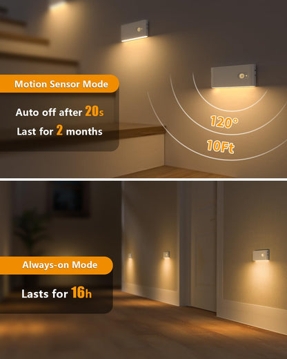WILLED LED Nachtlicht mit Bewegungsmelder, 6er-Set, warmweiss