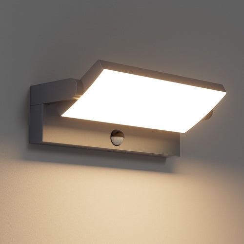 Klighten 45W Aussenwandleuchte - Anthrazit, Warmweiss, Bewegungsmelder. Rechteckig. Erhellt Aussenbereiche bei Bewegung.