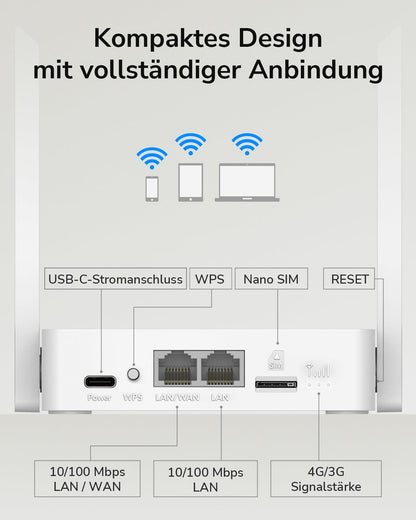 Cudy LT300 4G LTE WLAN-Router 300 Mbit/s mit 2x2 MIMO und VPN
