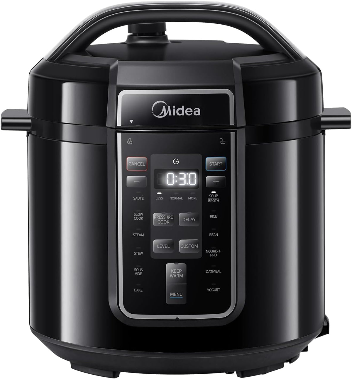 Midea Elektrischer Schnellkochtopf 6L, 9-in-1 Multikocher in Schwarz mit Edelstahl-Innentopf