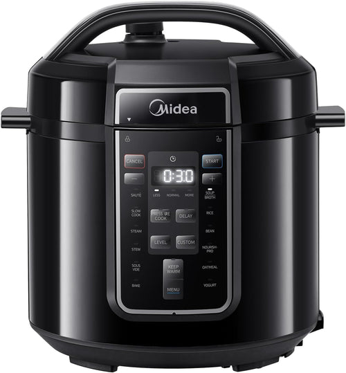Midea Elektrischer Schnellkochtopf 6L, 9-in-1 Multikocher in Schwarz mit Edelstahl-Innentopf