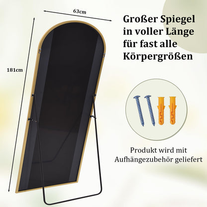 BEAUTYPEAK Großer Bogen Ganzkörperspiegel 181x63 cm Gold