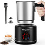 Morpilot Milchaufschäumer Elektrisch 6-in-1 500 ml Edelstahl Schwarz mit Anti-Tropf-Ausguss