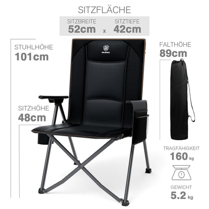EVER ADVANCED Campingstuhl faltbar, 4-fach verstellbar, 160 kg