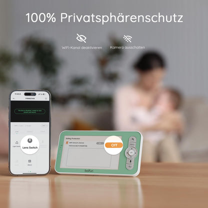 BOIFUN Baby 6T Babyphone mit Kamera, 2K, Nachtlicht und App
