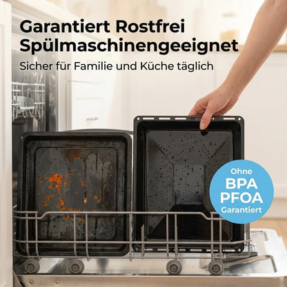 ICQN Backblech 2er Set emailliert 46,5 × 37 × 3 cm für Siemens & Bosch