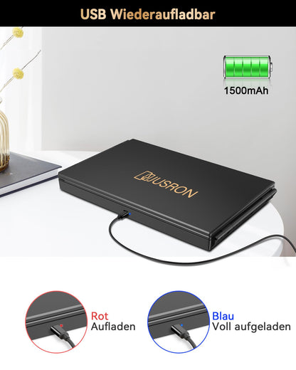 JUSRON Kosmetikspiegel mit LED-Licht, 360 Grad Klappspiegel