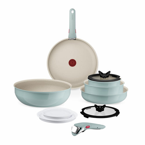 Tefal Ingenio Serenity Kochgeschirr-Set 11-teilig Eucalyptus. Eucalyptusfarbenes Kochgeschirr; abnehmbarer Griff für Kochen/Aufbewahrung.