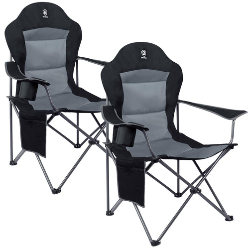 EVER ADVANCED Campingstuhl Faltbar – Ultragross, Hohe Rückenlehne. Dunkelgrauer, extrabreiter Faltstuhl mit hoher Lehne für entspanntes Sitzen beim Camping.