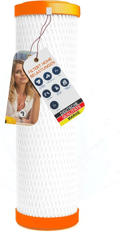 sanquell SPFP Plus Superpure Trinkwasserfilter Mikrofiltration, zylindrisch, weiß-blau. Mikrofiltration zur Trinkwasseraufbereitung.