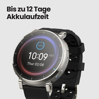 Amazfit Active 3 Premium GPS-Lauf-Smartwatch, 45 mm, Saphirglas