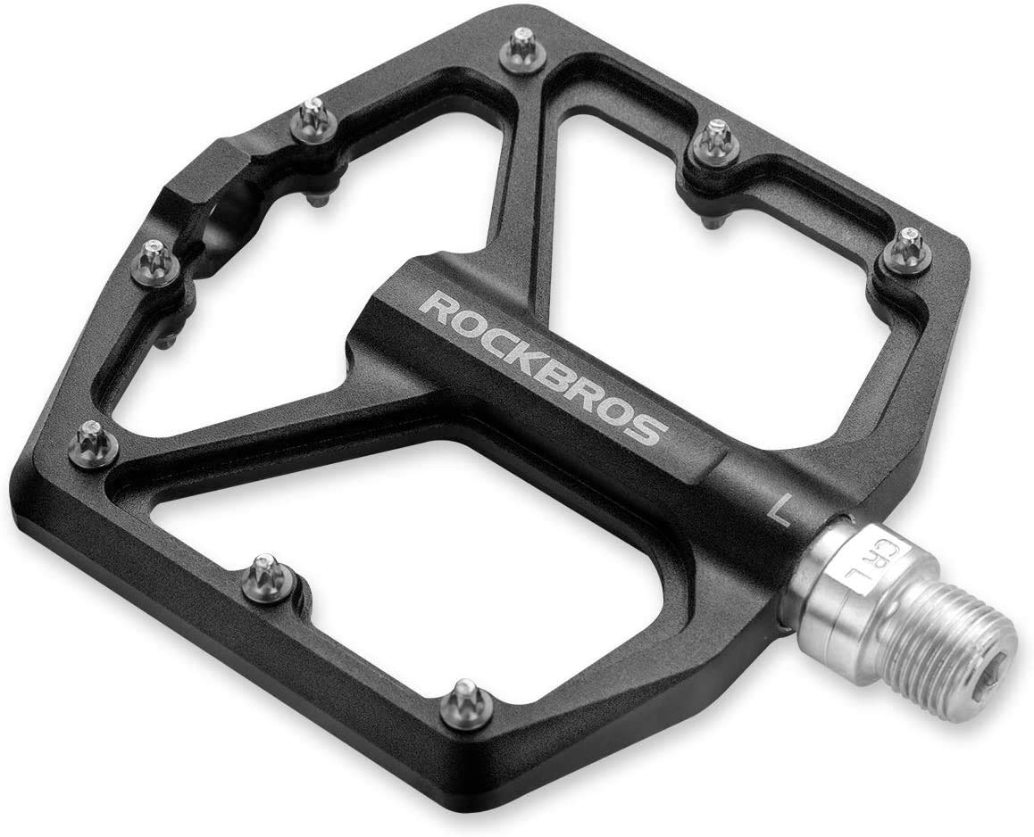 ROCKBROS Flachpedale Aluminium CNC 9/16 Zoll für MTB Rennrad Gravel, CNC-gefräst mit 104-mm-Plattform und Edelstahlpins