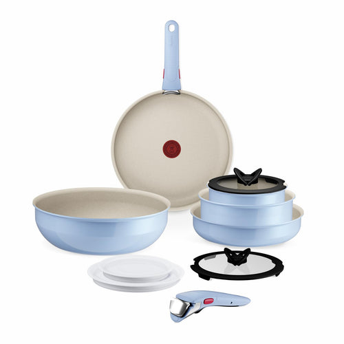 Tefal Ingenio Serenity Kochgeschirr-Set - 11-teilig Calm Blue: Blaues antihaftbeschichtetes Kochgeschirr zum Kochen, Braten und Backen, induktionsgeeignet.
