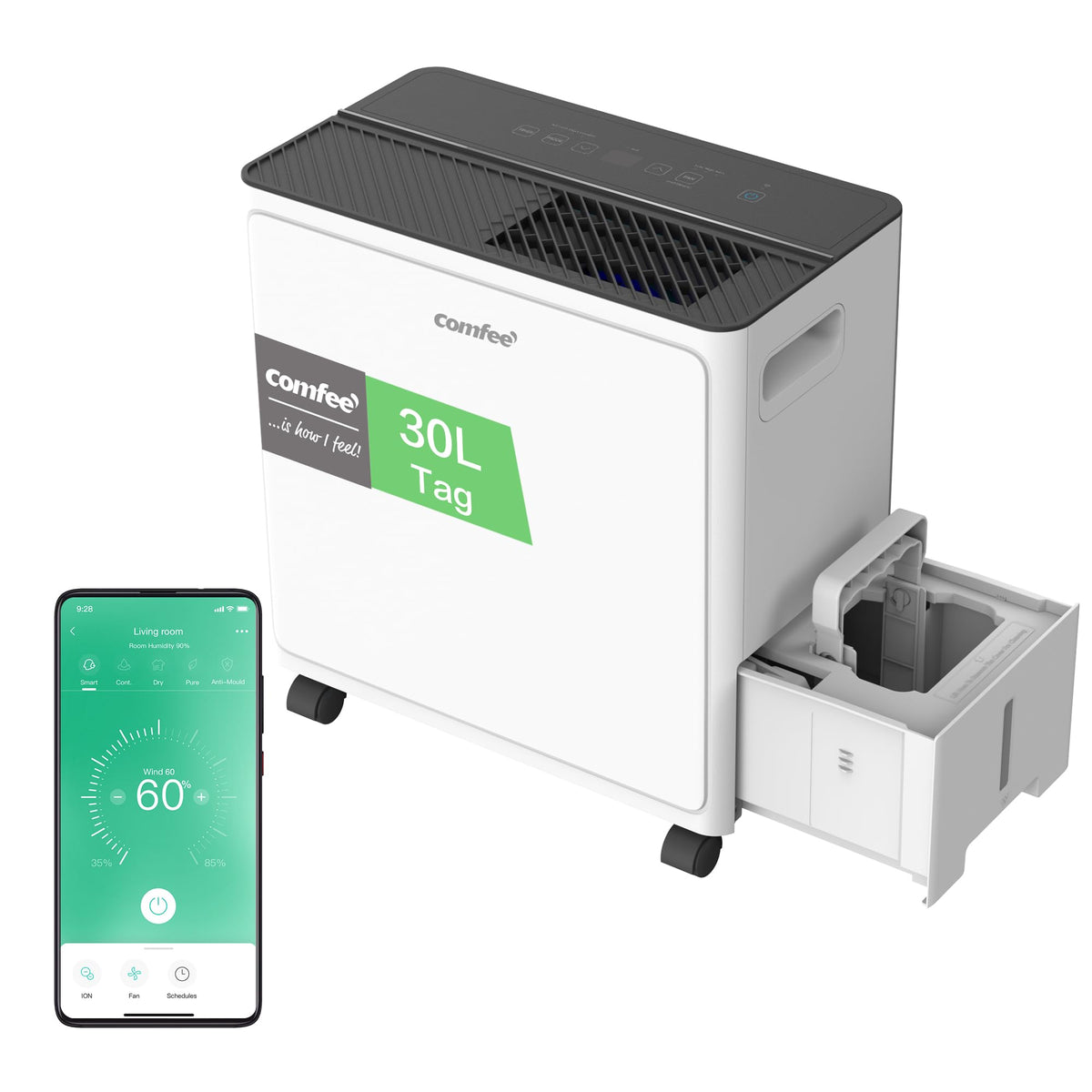 Comfee CDDAE-30DEN7-QA3 Luftentfeuchter, 30 L/Tag für Räume bis 73 m²