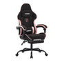 NIONIK Gaming Stuhl Racing Ergonomisch mit Fussstütze – Blackpink, schwarz-pink, bietet optimalen Sitzkomfort für Gamer.