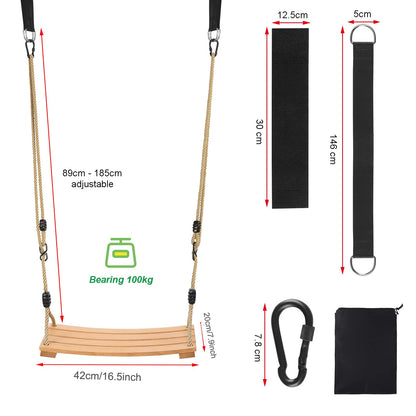 YAERSI Holzschaukel Outdoor, Schaukelsitz aus Buchenholz bis 100 kg
