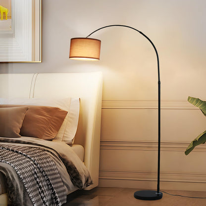 ANTENLICHT LUNA Bogenlampe Wohnzimmer Stehlampe I Inklusive LED E27 I Schwarzer Stoffschirm 33 cm I Fußschalter I Bogenleuchte Vintage geeignet für Schlafzimmer, Hotel