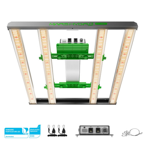MARS HYDRO FC3000 Led Grow Lampe Neu 300W Vollspektrum. Rechteckig, silber, mit vielen LEDs für optimales Pflanzenwachstum im Indoor-Anbau.
